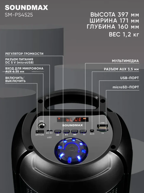 Беспроводная колонка Soundmax SM-PS4525 - фото6